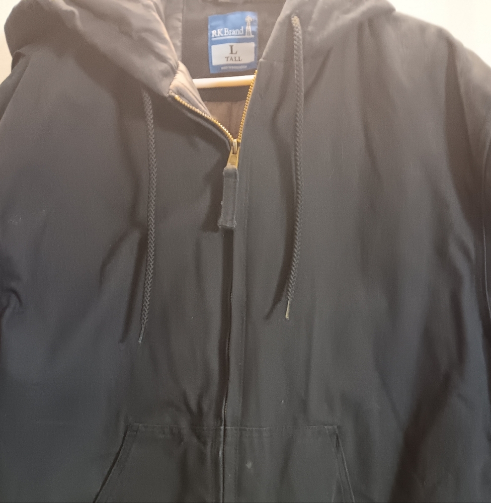 Men's RK brand Work Coat Insulated Black Hooded Jacket